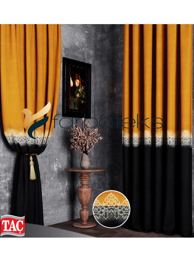 Taç Damask Ara Geçiş Çift Renkli Pano Fon Perde